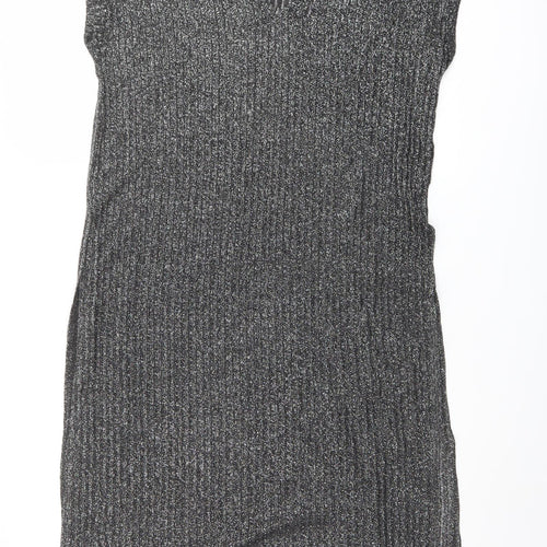 Limited Edition Womens Silver Polyester Jumper Dress Size 12 V-Neck Pullover