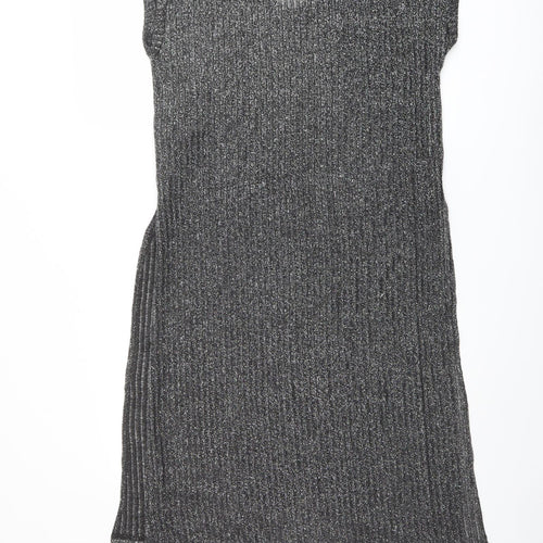 Limited Edition Womens Silver Polyester Jumper Dress Size 12 V-Neck Pullover