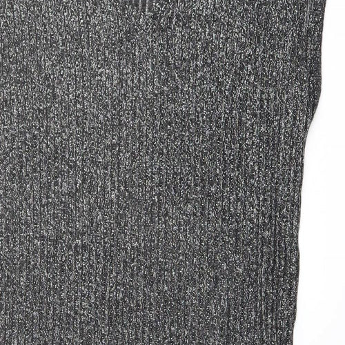 Limited Edition Womens Silver Polyester Jumper Dress Size 12 V-Neck Pullover