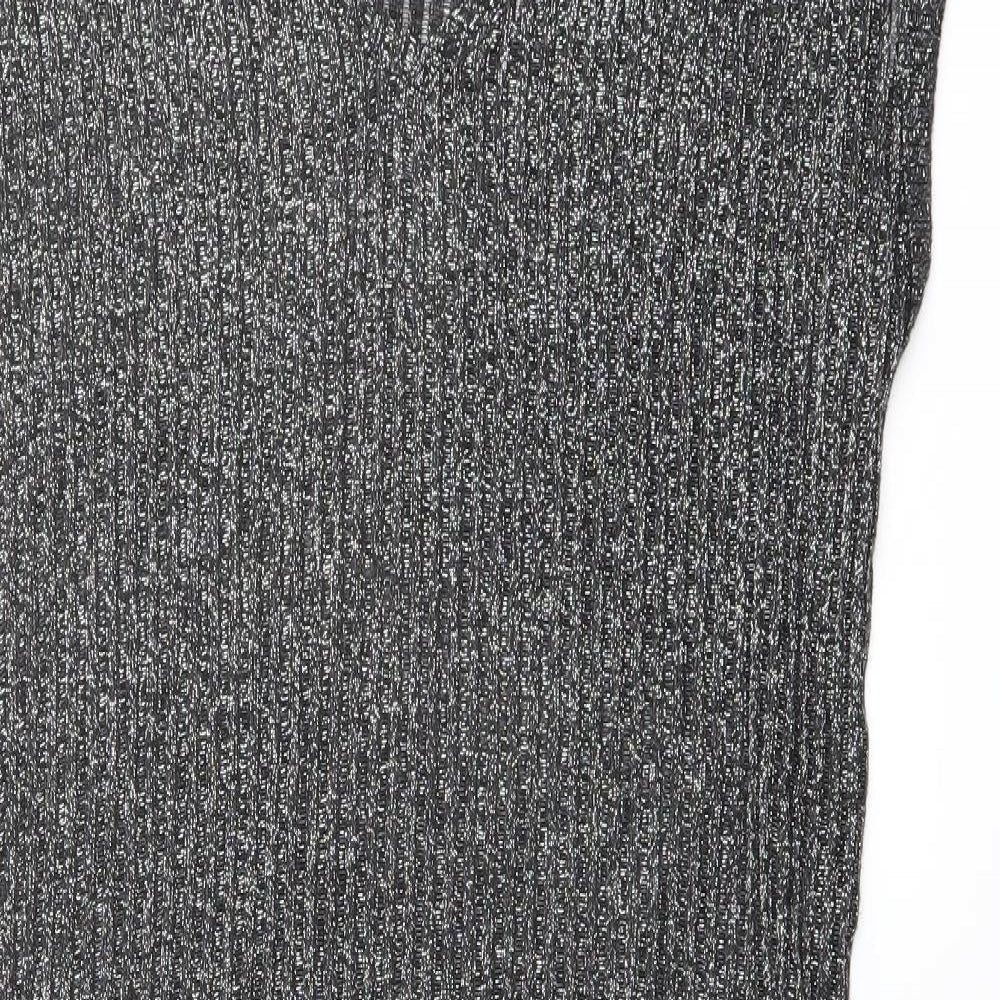 Limited Edition Womens Silver Polyester Jumper Dress Size 12 V-Neck Pullover