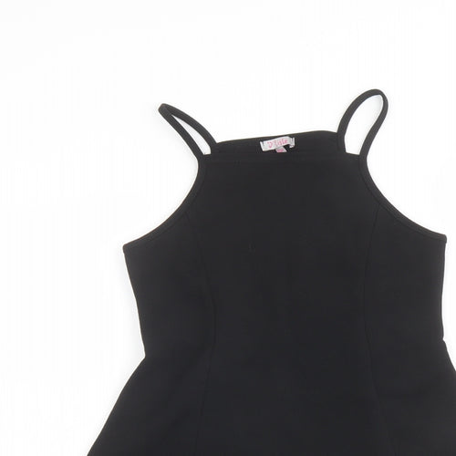 D' Lisle Girls Black Polyester A-Line Size 10 Years Square Neck Pullover