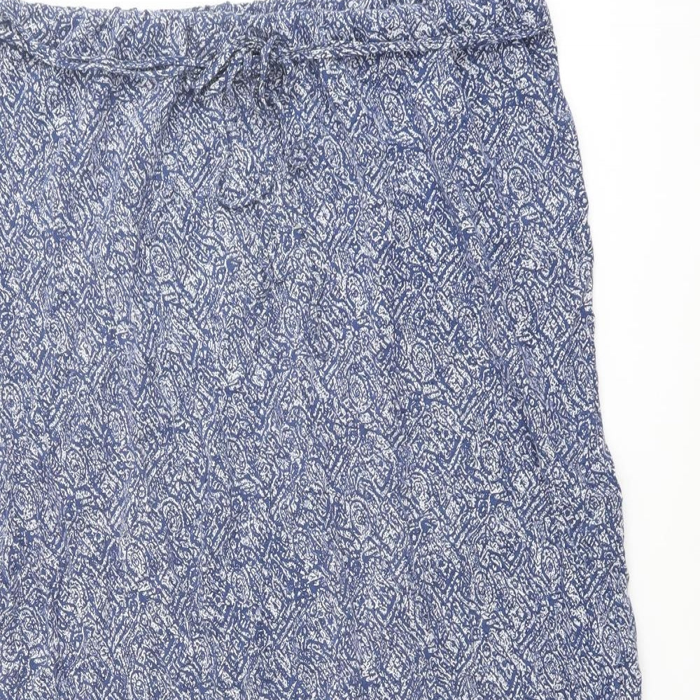 essence Womens Blue Geometric Viscose Peasant Skirt Size 24