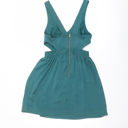 Coincidence & Chance Womens Green Polyester Tank Dress Size S V-Neck Zip