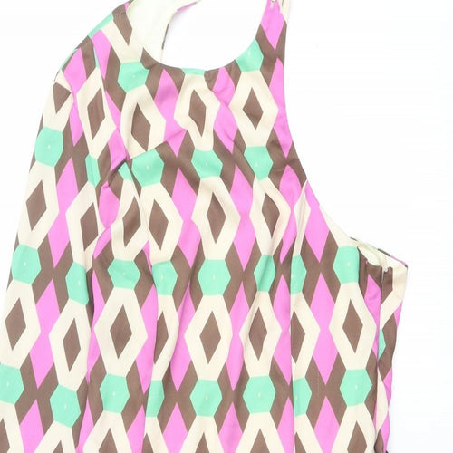 Zara Womens Multicoloured Geometric Polyester Mini Size M One Shoulder Zip