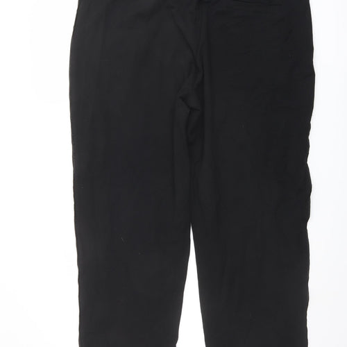 Marks and Spencer Womens Black Cotton Jogger Trousers Size 22 L29 in Regular Drawstring