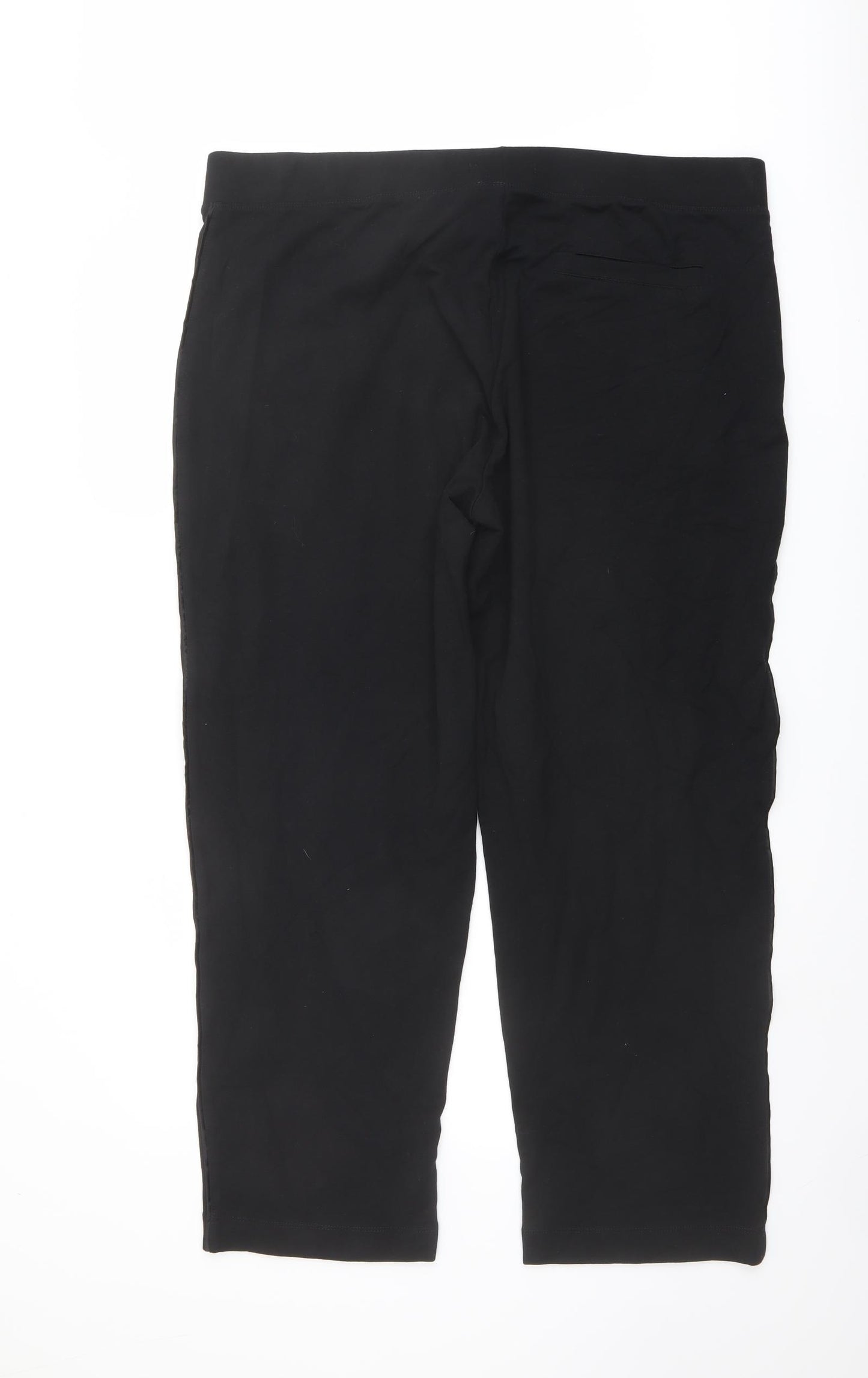 Marks and Spencer Womens Black Cotton Jogger Trousers Size 22 L29 in Regular Drawstring