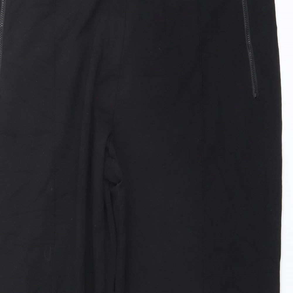 Marks and Spencer Womens Black Cotton Jogger Trousers Size 22 L29 in Regular Drawstring