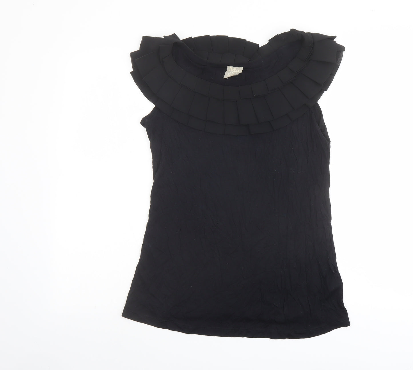 Topshop Womens Black Viscose Basic Tank Size 8 Boat Neck