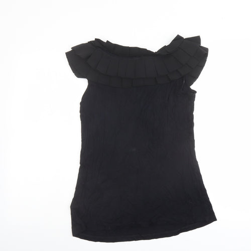Topshop Womens Black Viscose Basic Tank Size 8 Boat Neck