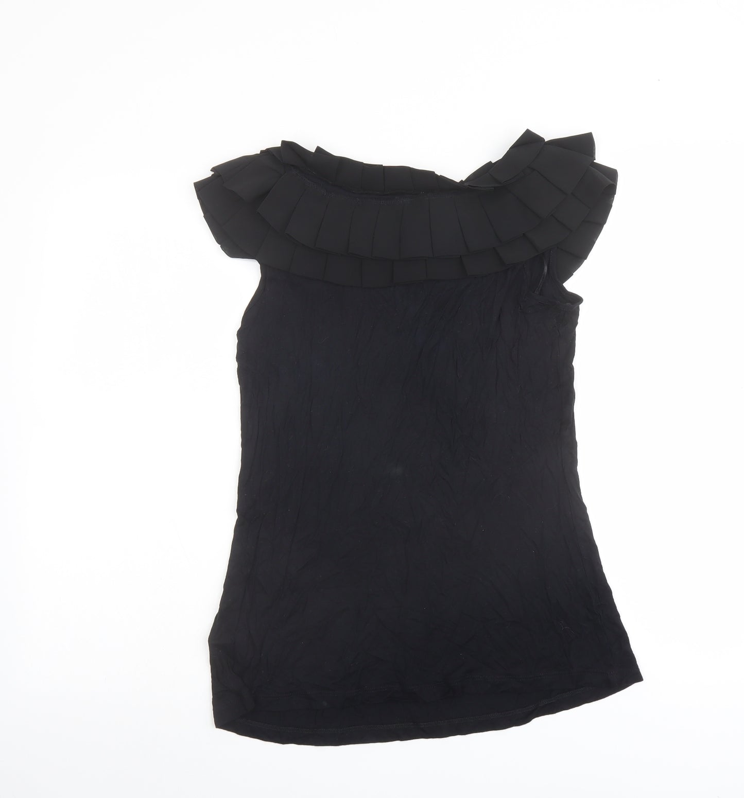Topshop Womens Black Viscose Basic Tank Size 8 Boat Neck