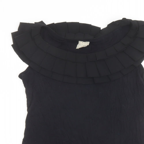 Topshop Womens Black Viscose Basic Tank Size 8 Boat Neck