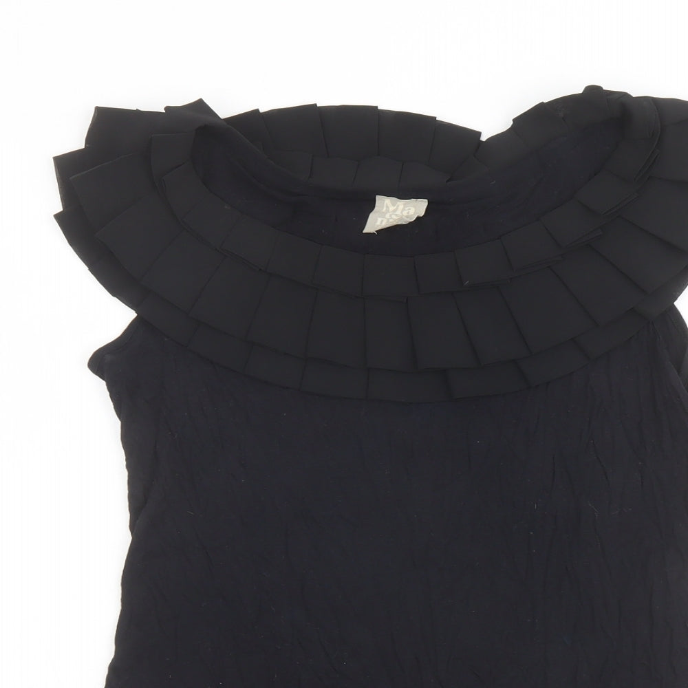 Topshop Womens Black Viscose Basic Tank Size 8 Boat Neck