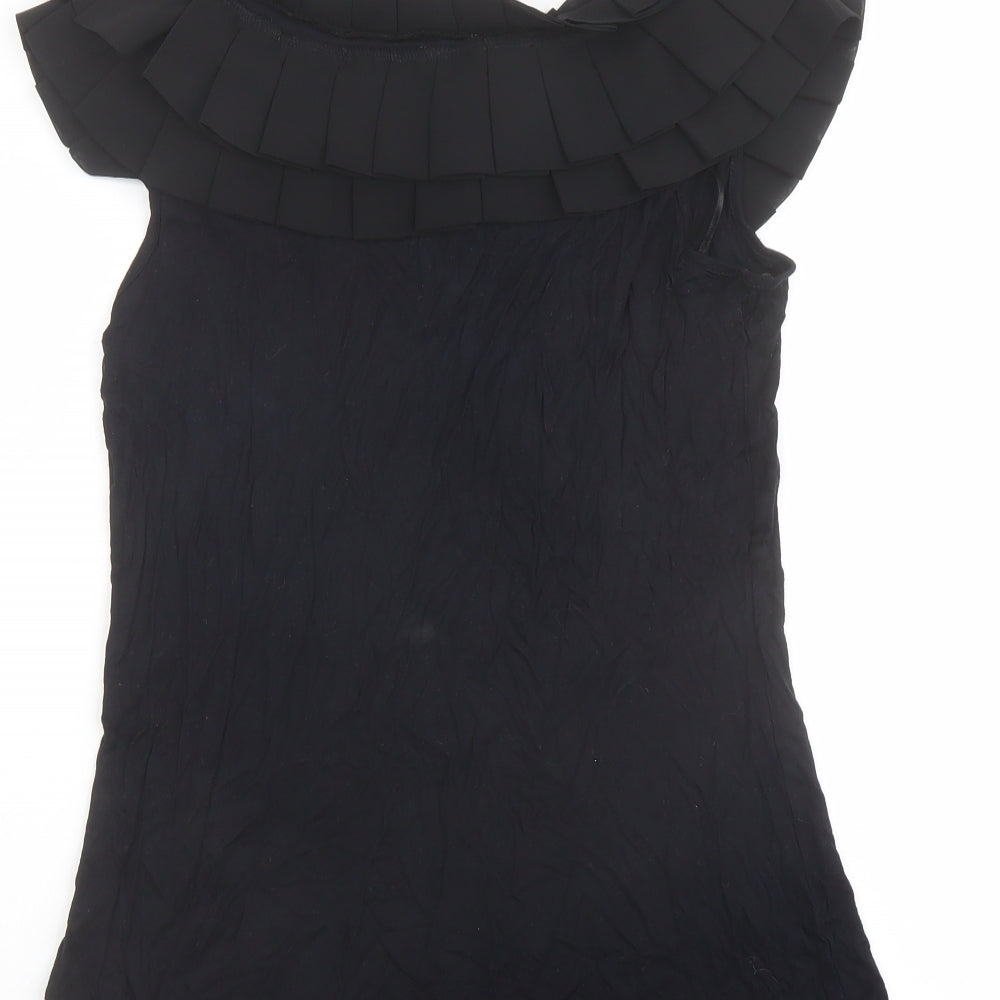 Topshop Womens Black Viscose Basic Tank Size 8 Boat Neck
