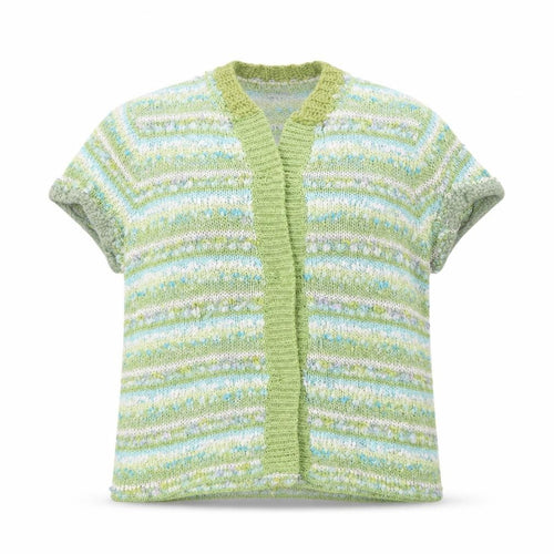 Donatella Maurizio Womens Green V-Neck Geometric Acrylic Cardigan Jumper Size XL