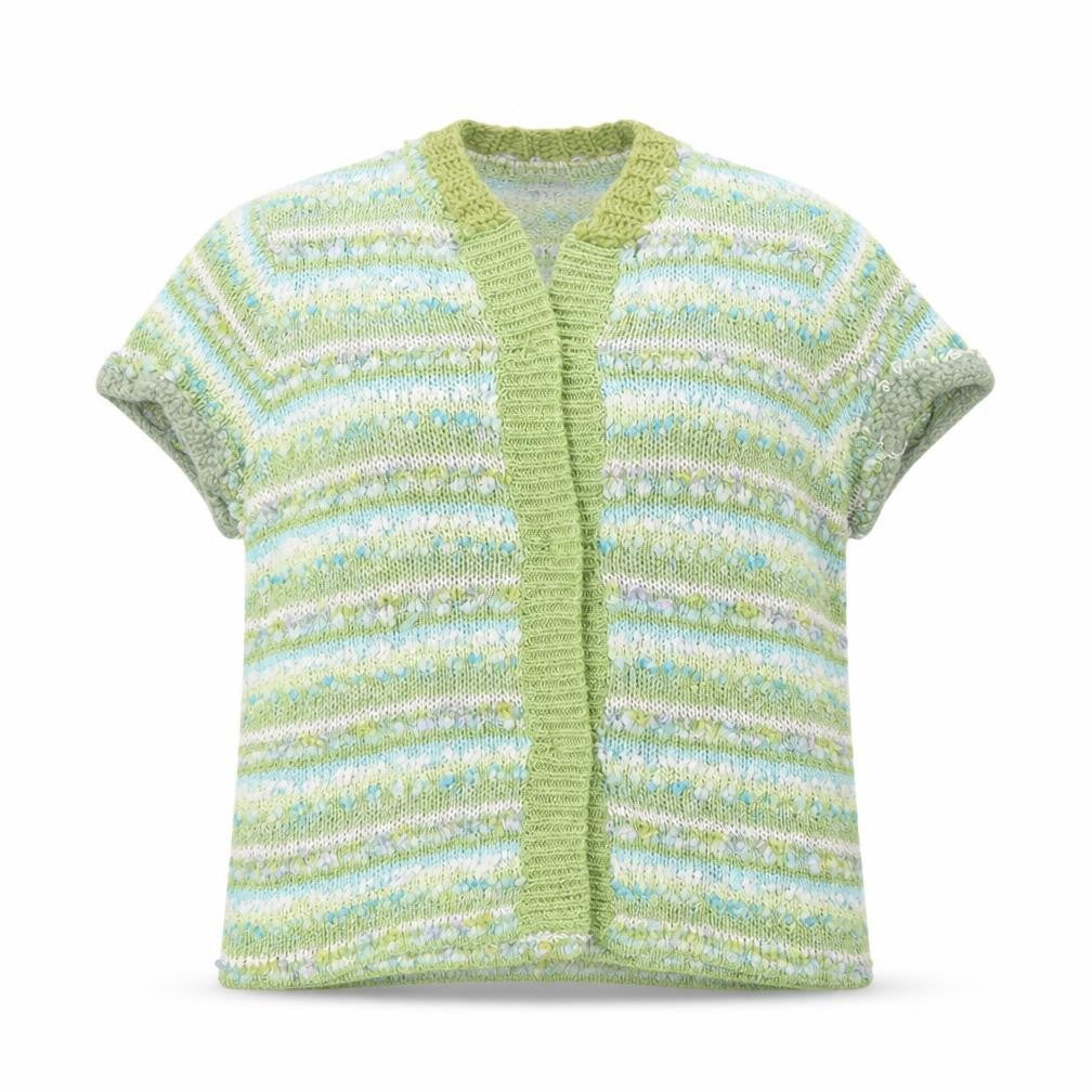 Donatella Maurizio Womens Green V-Neck Geometric Acrylic Cardigan Jumper Size XL