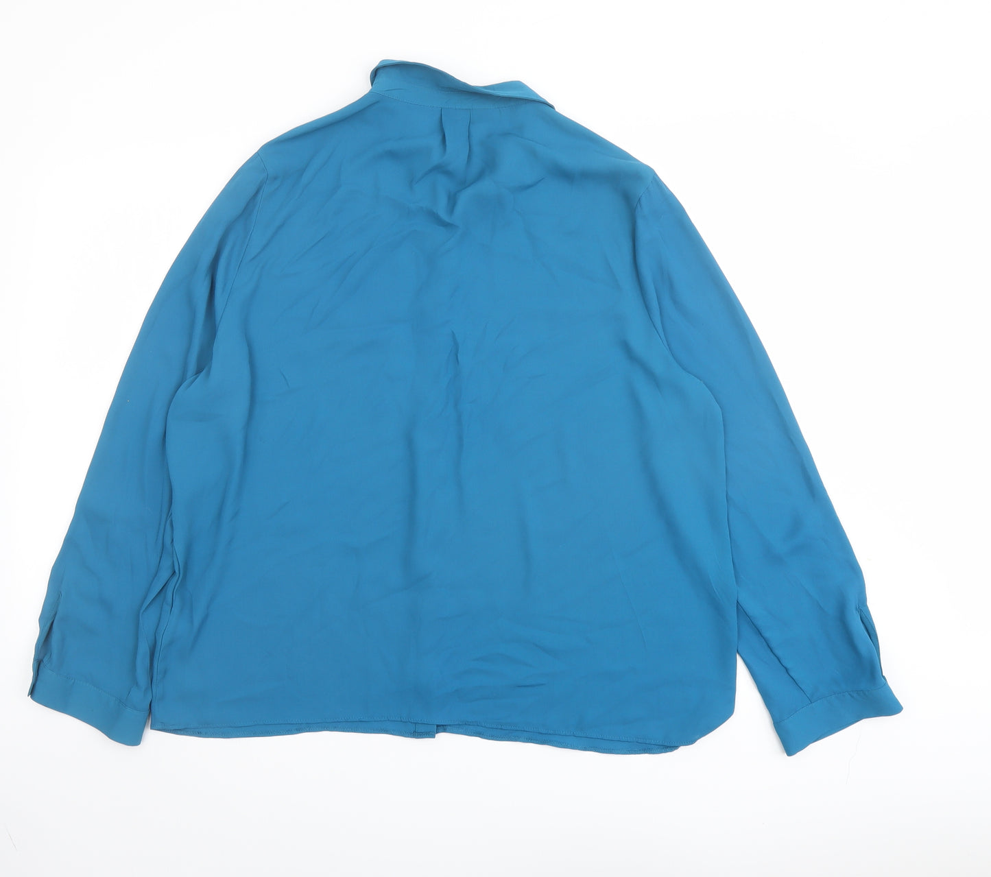 Dorothy Perkins Womens Blue Polyester Basic Button-Up Size 16 Collared