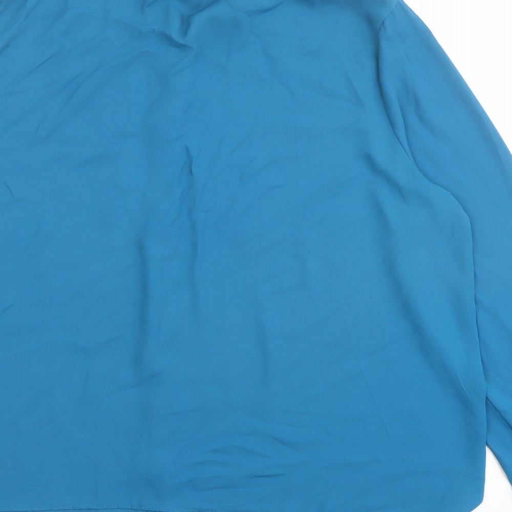 Dorothy Perkins Womens Blue Polyester Basic Button-Up Size 16 Collared