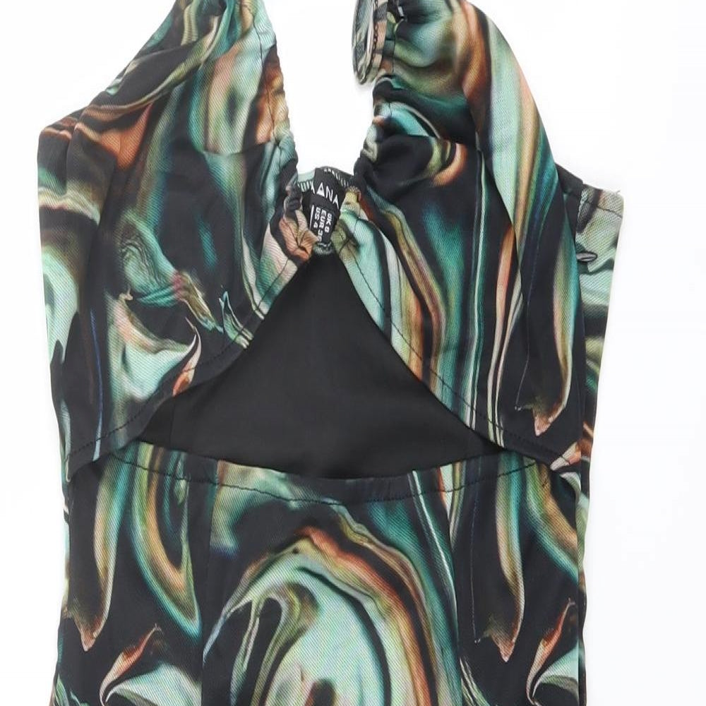 NaaNaa Womens Multicoloured Geometric Polyester Bodycon Size 8 Halter Pullover