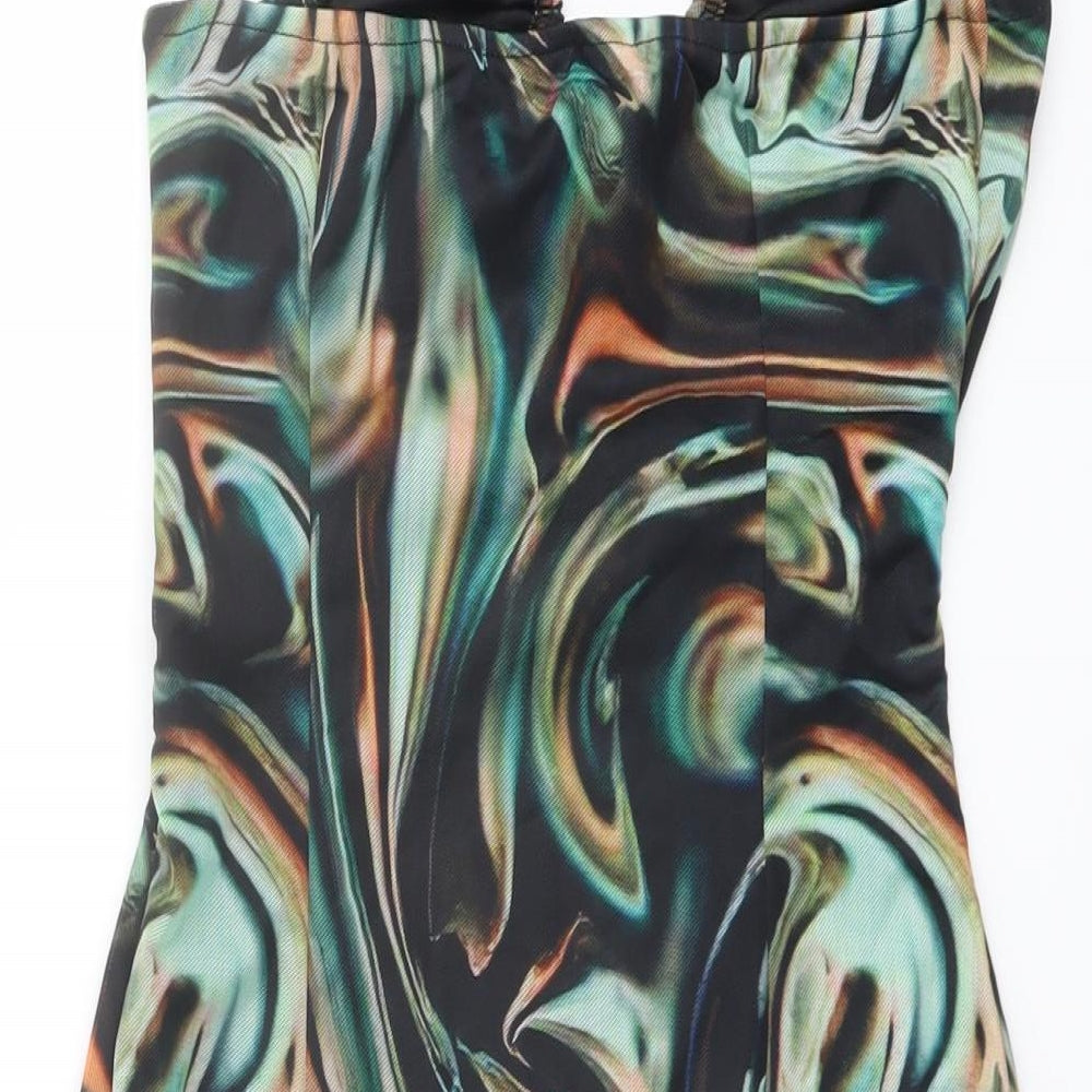 NaaNaa Womens Multicoloured Geometric Polyester Bodycon Size 8 Halter Pullover