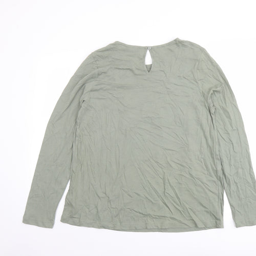 Marks and Spencer Womens Green Cotton Basic Blouse Size 12 Boat Neck - Front Detail