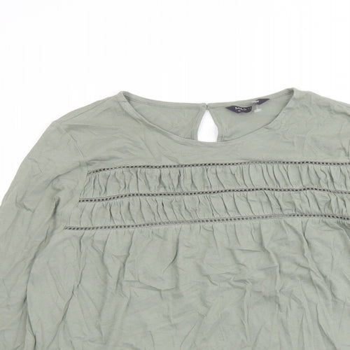 Marks and Spencer Womens Green Cotton Basic Blouse Size 12 Boat Neck - Front Detail
