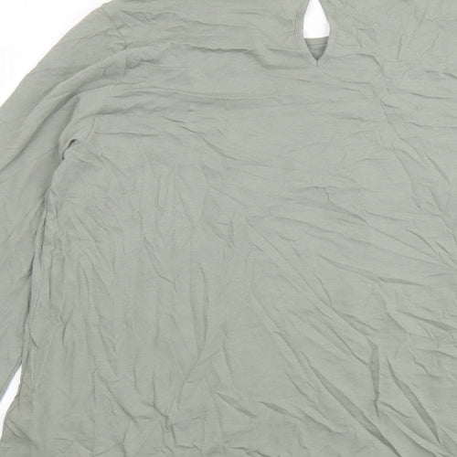 Marks and Spencer Womens Green Cotton Basic Blouse Size 12 Boat Neck - Front Detail