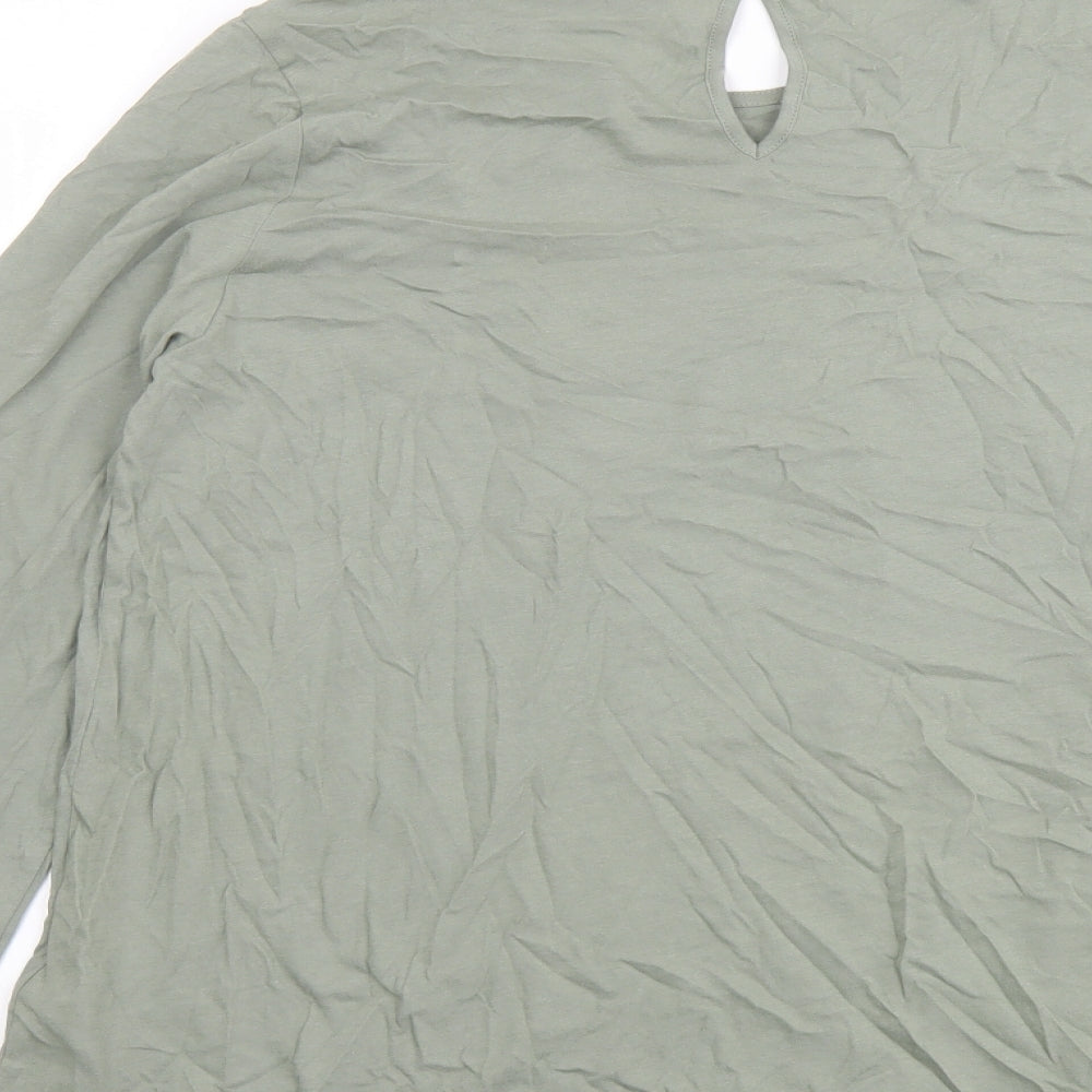 Marks and Spencer Womens Green Cotton Basic Blouse Size 12 Boat Neck - Front Detail