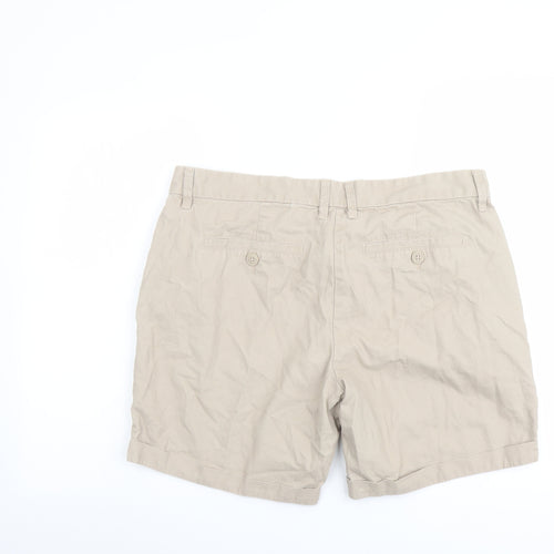 NEXT Womens Beige Cotton Chino Shorts Size 16 L6 in Regular Button