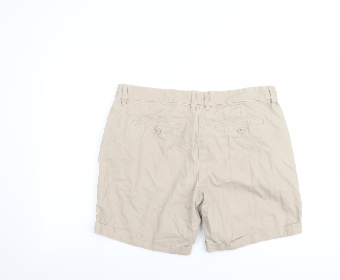 NEXT Womens Beige Cotton Chino Shorts Size 16 L6 in Regular Button