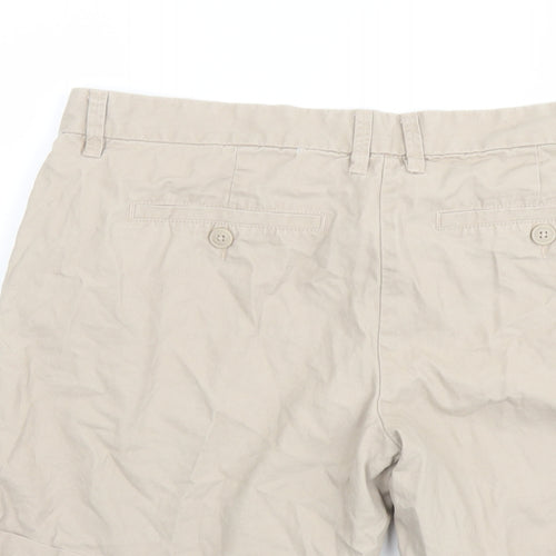 NEXT Womens Beige Cotton Chino Shorts Size 16 L6 in Regular Button