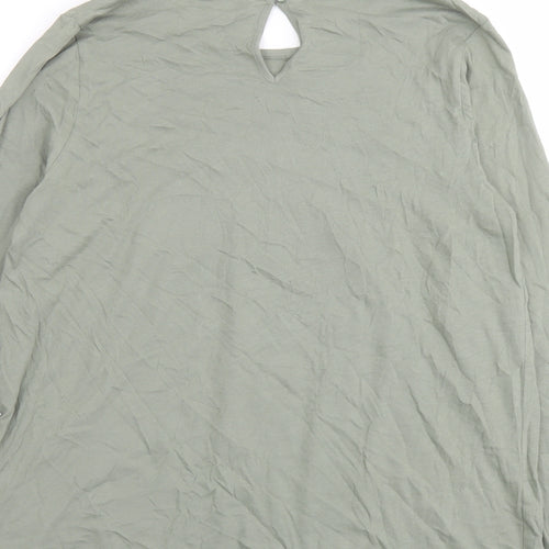 Marks and Spencer Womens Green Cotton Basic T-Shirt Size 12 Round Neck - Front Detail