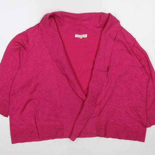 Retrology Womens Pink V-Neck Viscose Shrug Jumper Size XL