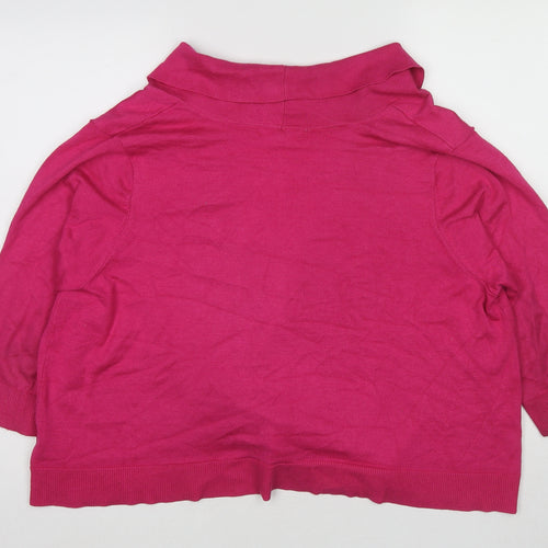 Retrology Womens Pink V-Neck Viscose Shrug Jumper Size XL