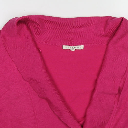 Retrology Womens Pink V-Neck Viscose Shrug Jumper Size XL