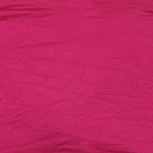 Retrology Womens Pink V-Neck Viscose Shrug Jumper Size XL
