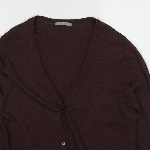 Marks and Spencer Womens Brown V-Neck Wool Cardigan Jumper Size 16