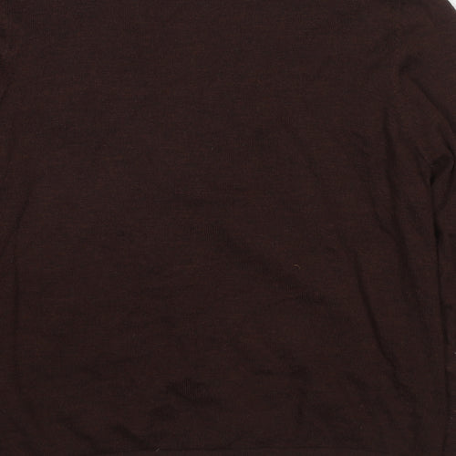 Marks and Spencer Womens Brown V-Neck Wool Cardigan Jumper Size 16
