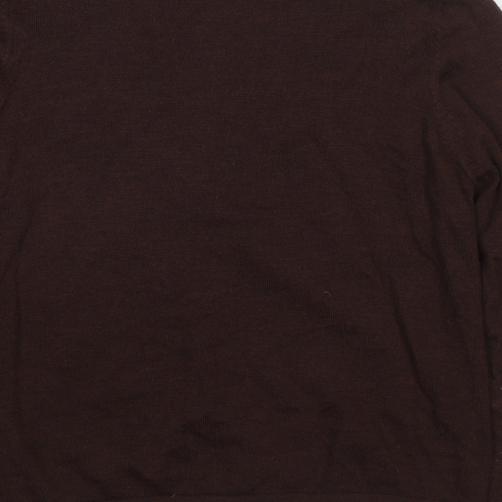 Marks and Spencer Womens Brown V-Neck Wool Cardigan Jumper Size 16