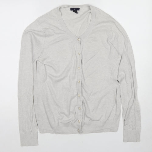 Gap Womens Grey Round Neck Cotton Cardigan Jumper Size L