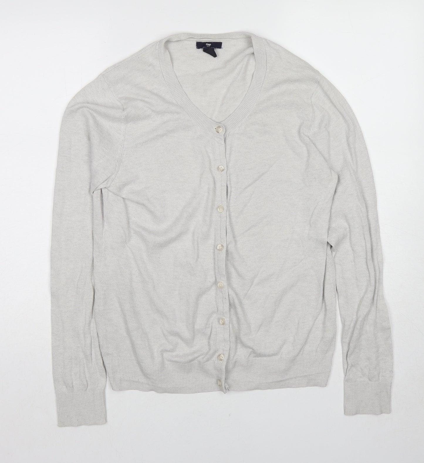 Gap Womens Grey Round Neck Cotton Cardigan Jumper Size L