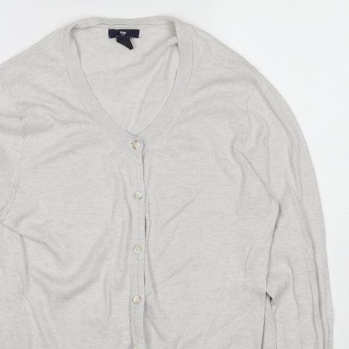 Gap Womens Grey Round Neck Cotton Cardigan Jumper Size L