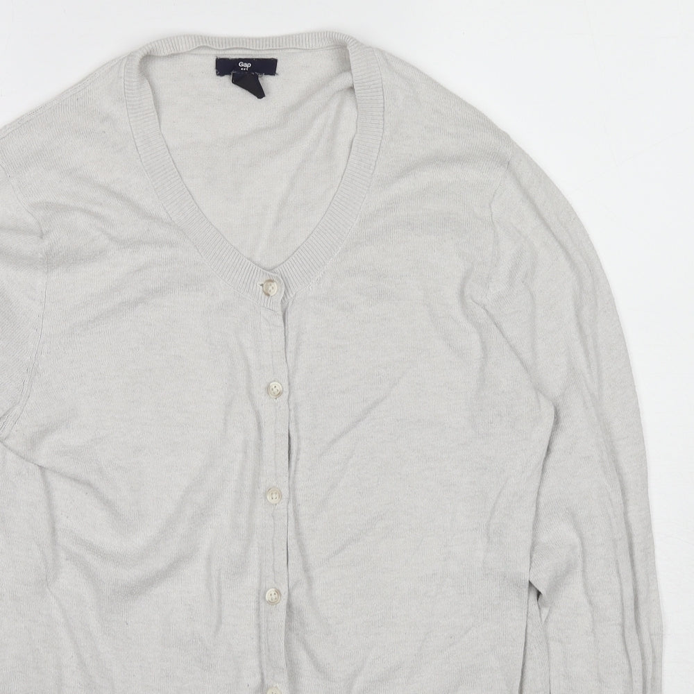Gap Womens Grey Round Neck Cotton Cardigan Jumper Size L
