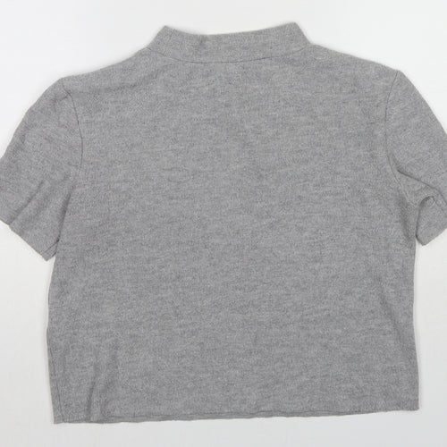 Zara Womens Grey Mock Neck Polyester Pullover Jumper Size S
