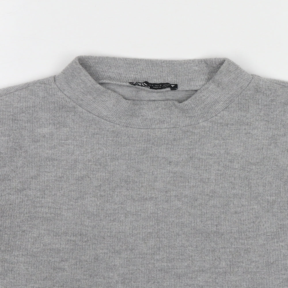 Zara Womens Grey Mock Neck Polyester Pullover Jumper Size S