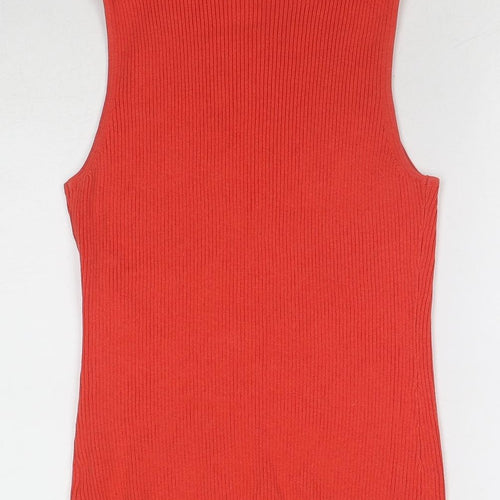 NEXT Womens Orange Mock Neck Cotton Vest Jumper Size 12