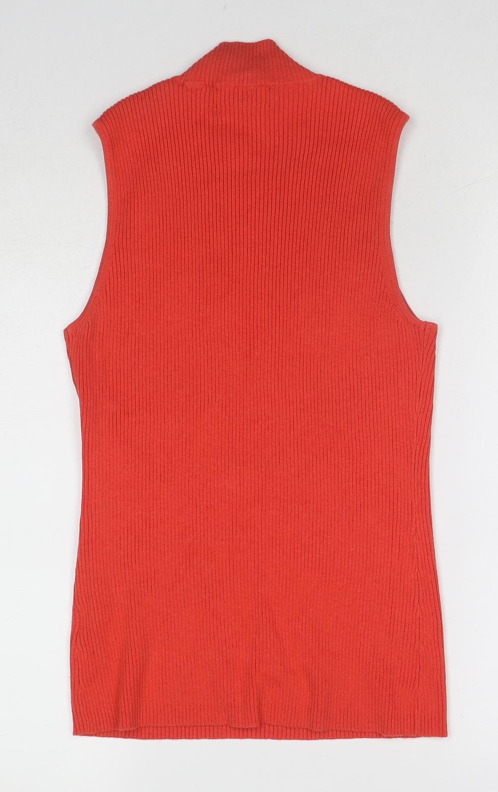 NEXT Womens Orange Mock Neck Cotton Vest Jumper Size 12