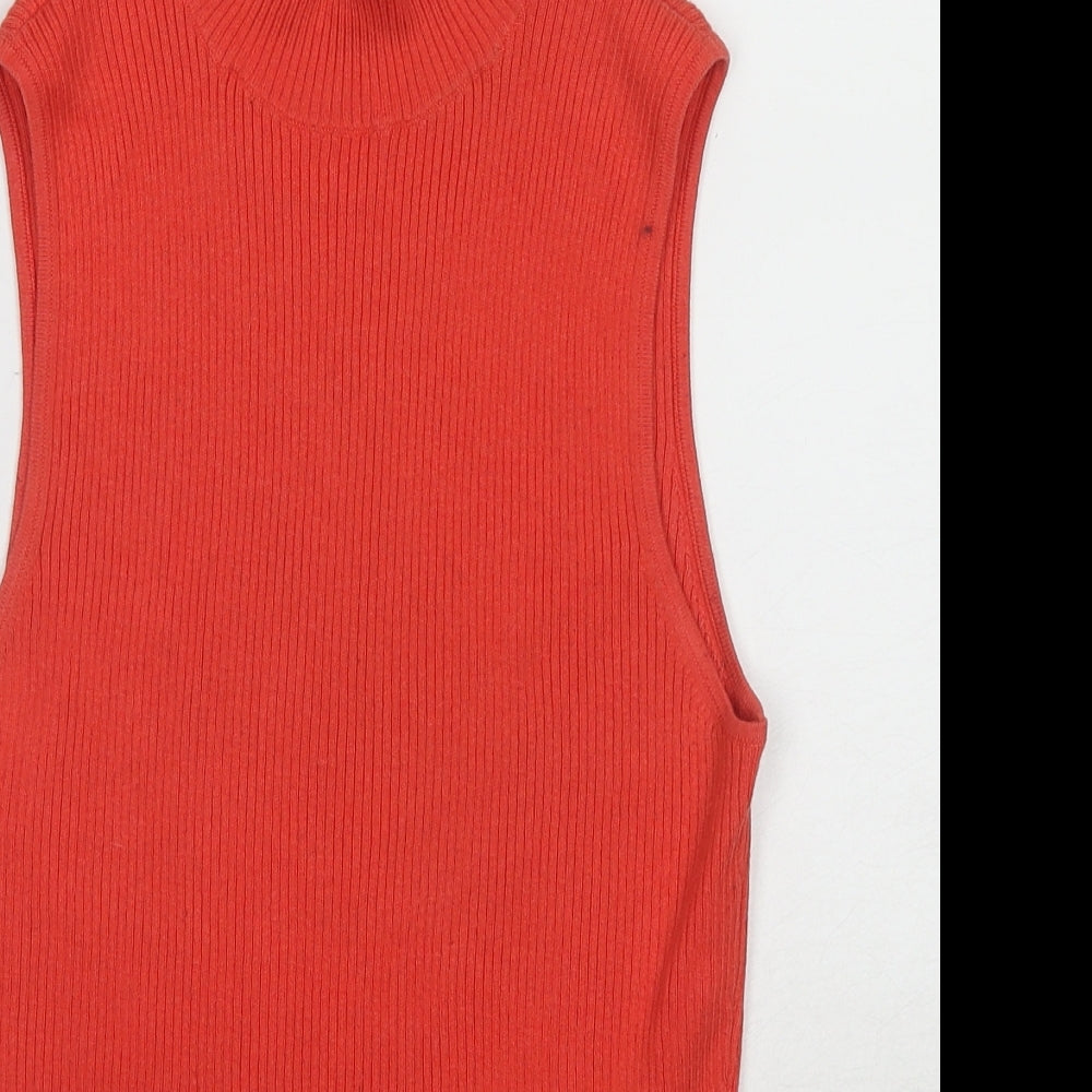 NEXT Womens Orange Mock Neck Cotton Vest Jumper Size 12