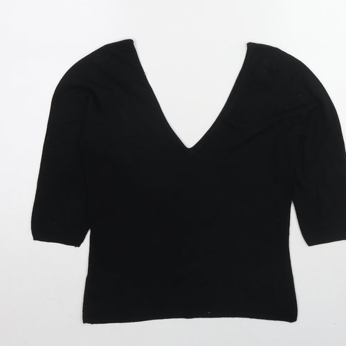 New Look Womens Black V-Neck Acrylic Pullover Jumper Size 10
