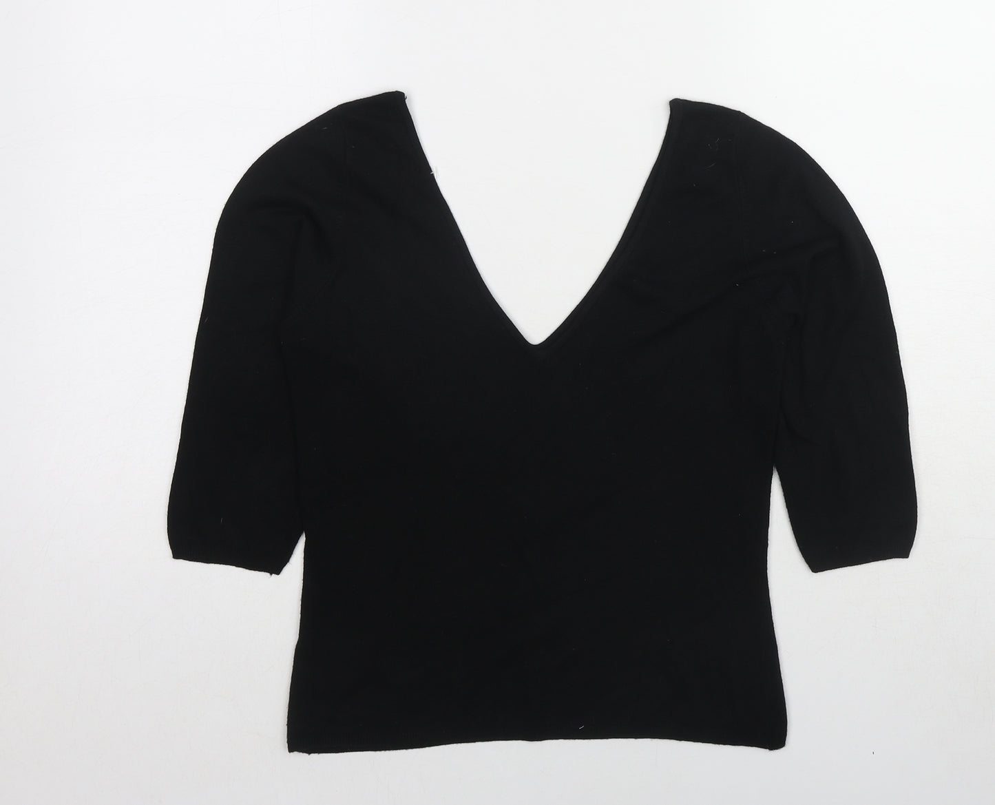 New Look Womens Black V-Neck Acrylic Pullover Jumper Size 10