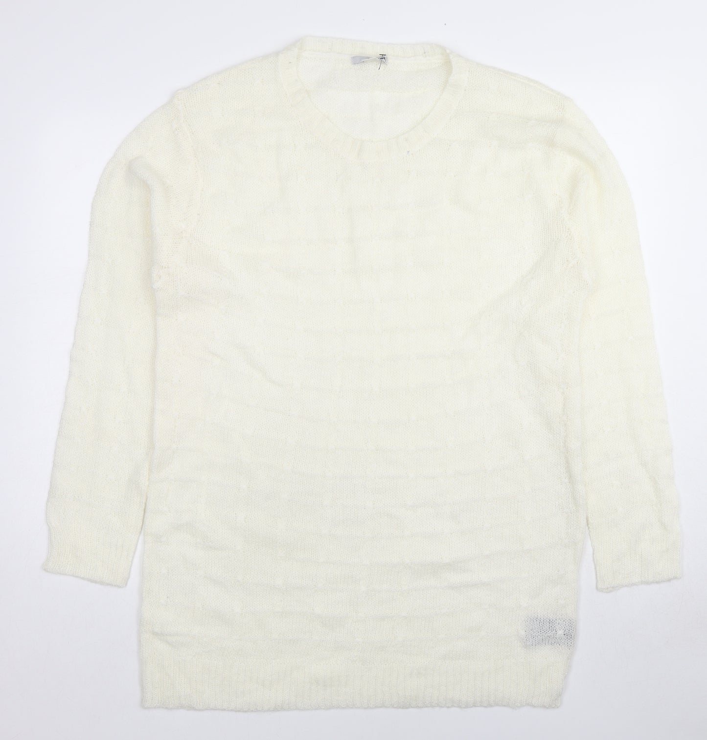 TALLY WEiJL Womens White Round Neck Acrylic Pullover Jumper Size 3XL